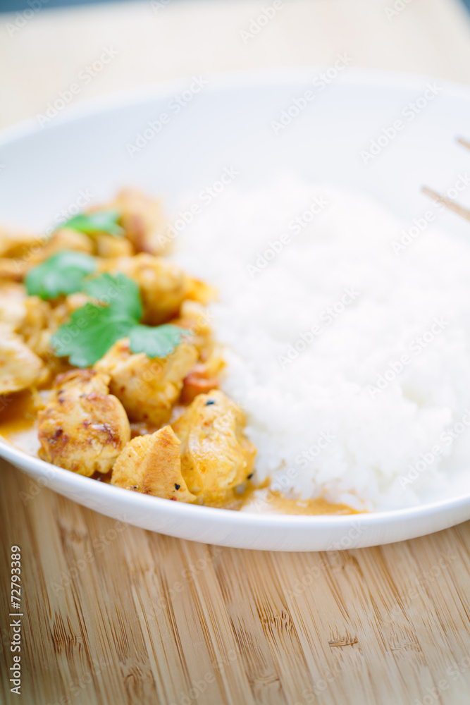 Spicy chicken curry with rice Spicy chicken curry with rice