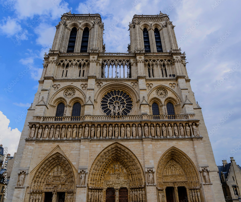 Notre dame facade before the burning