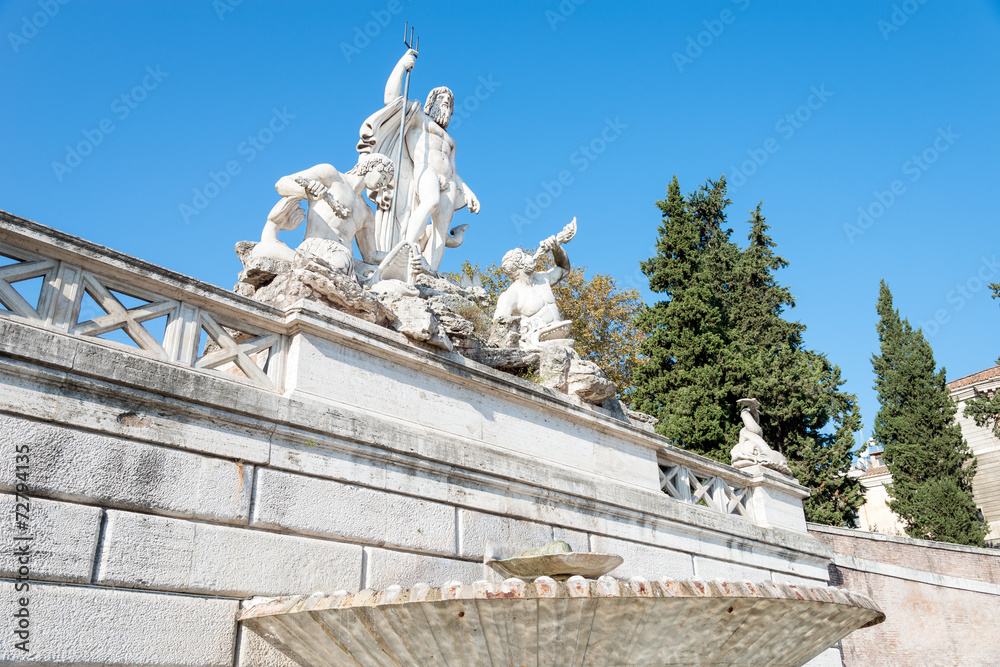 Obraz premium Fountain of Neptune, Piazza del Popolo, Rome, Italy