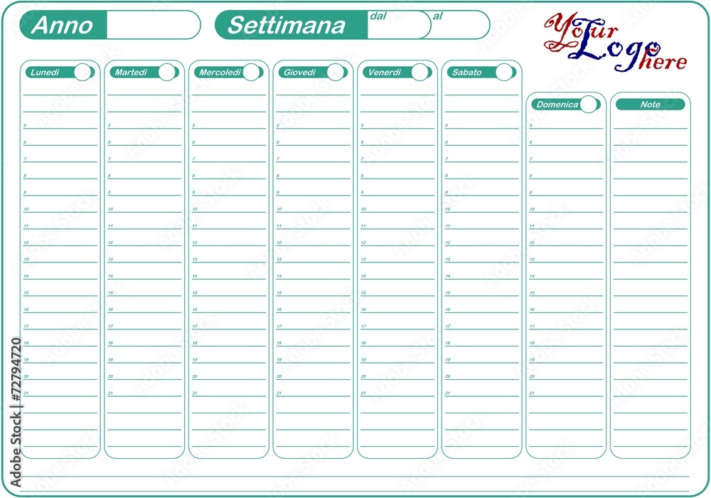 PLANNER PLANNING CALENDARIO DA TAVOLO MODIFICABILE Stock Vector