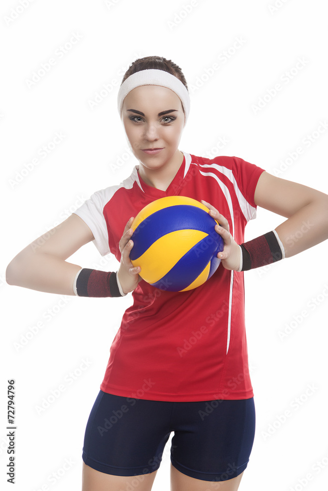 Female Volleyball Player Equipped in Professional Sport Outfit
