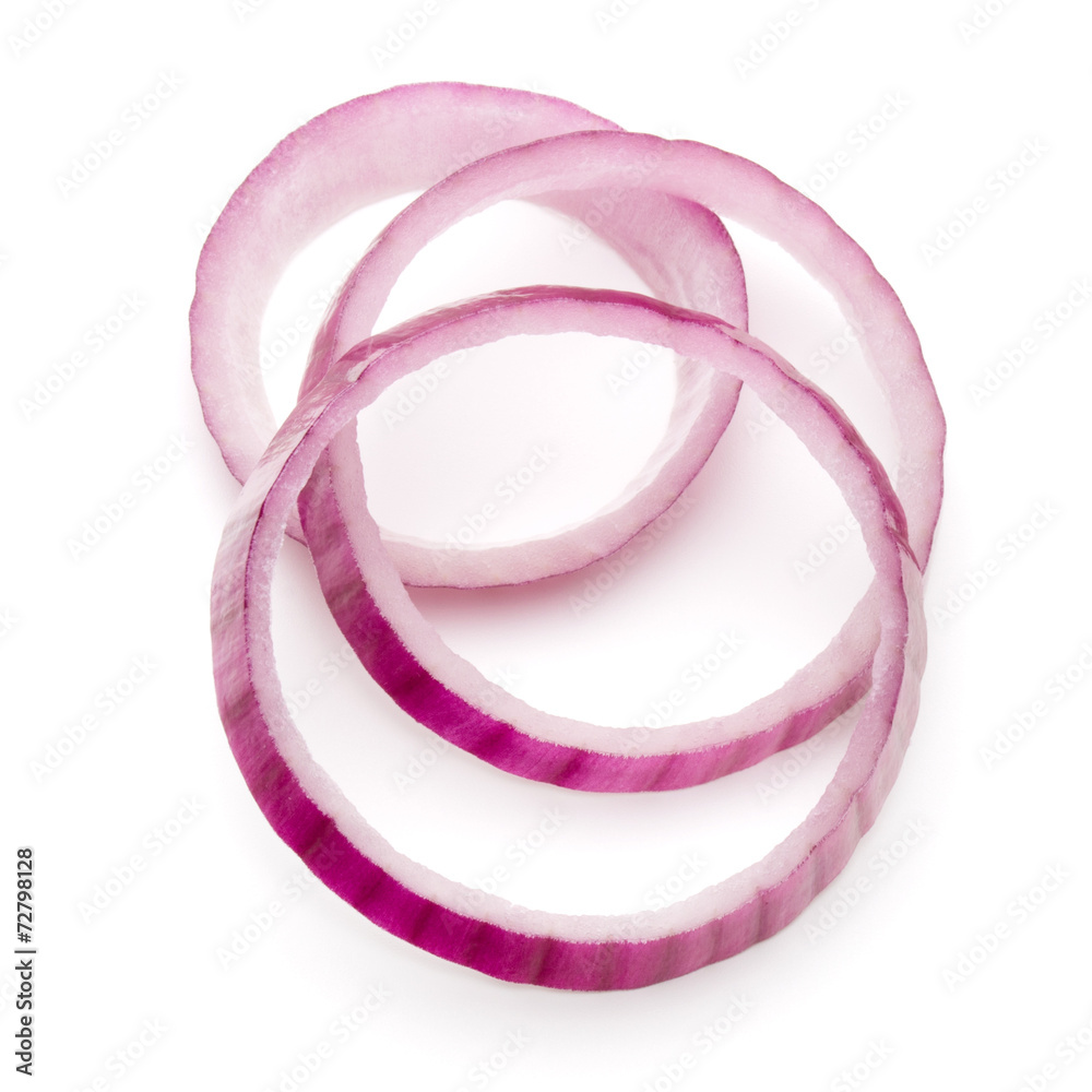 Sliced red onion rings isolated on white background cutout Sliced red onion rings isolated on white background cutout