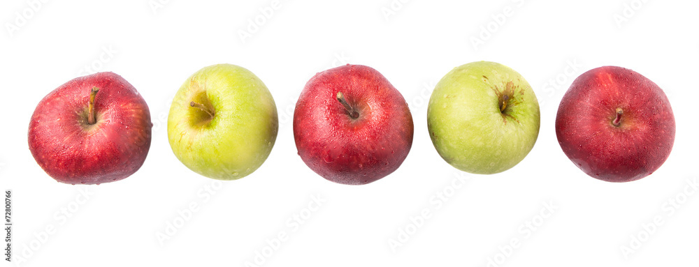 Red and green apple over white background Red and green apple over white background