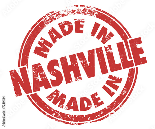 Made in Nashville Words Round Stamp Red Ink Product City Pride photo