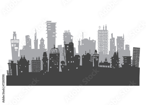 City background made of different building silhouettes