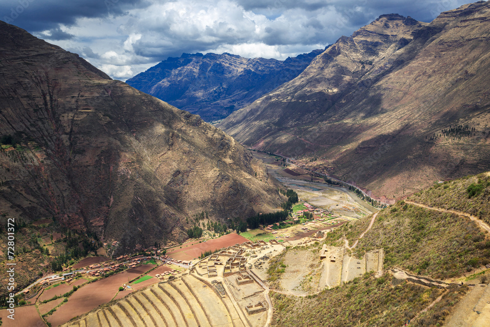 Peru, Pisac - Inca ruins in the sacred valley in the Peruvian An