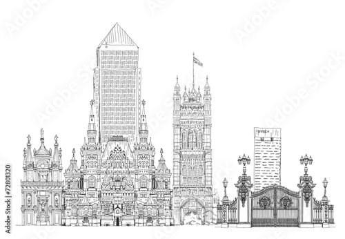 Fototapeta Famous buildings of the world, Sketch collection