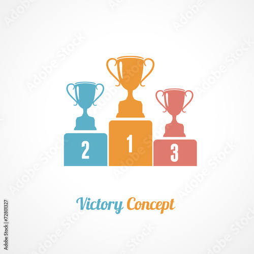 Vector Pedestal With Trophy Cups. Business concept