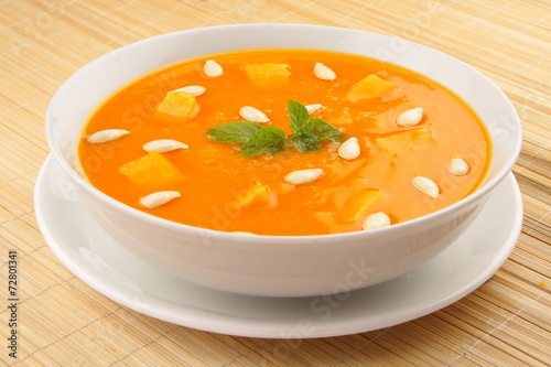 Tasty and healthy pumpkin soup.