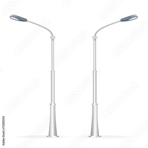 Street lamp isolated on white, electricity