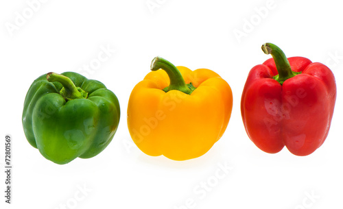 3 sweet peppers on a white background