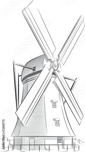 Sketch of Dutch Landmark - Windmill