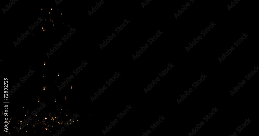 Glowing sparks falling and bouncing on floor 4K