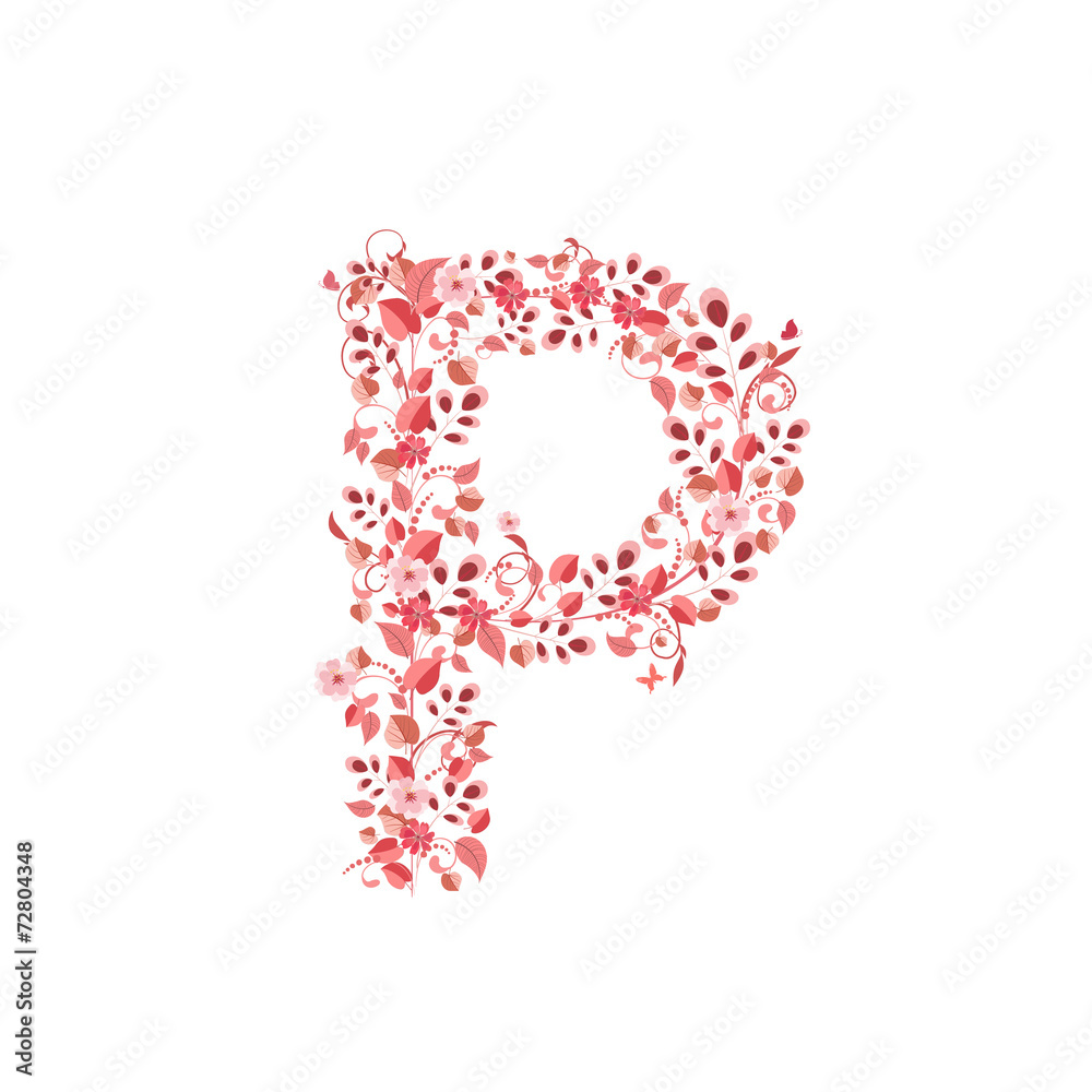 Romantic floral letter P Romantic floral letter P