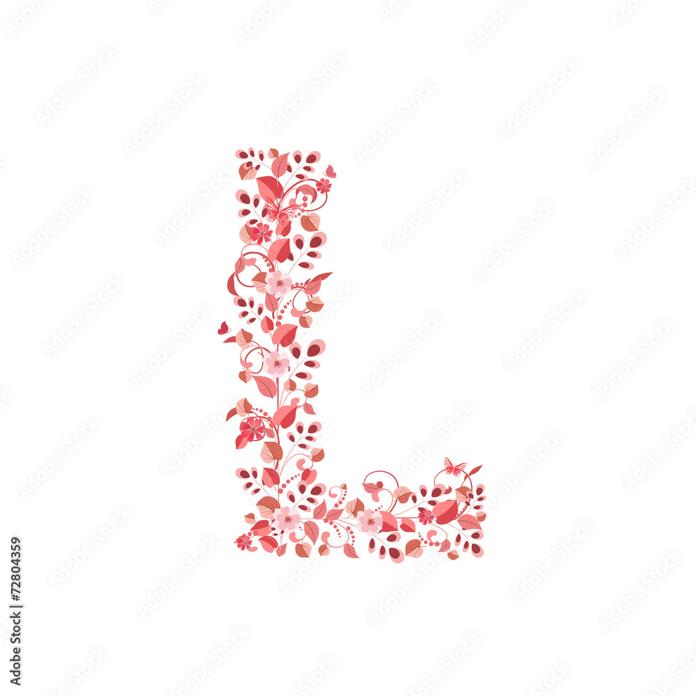 Romantic floral letter L