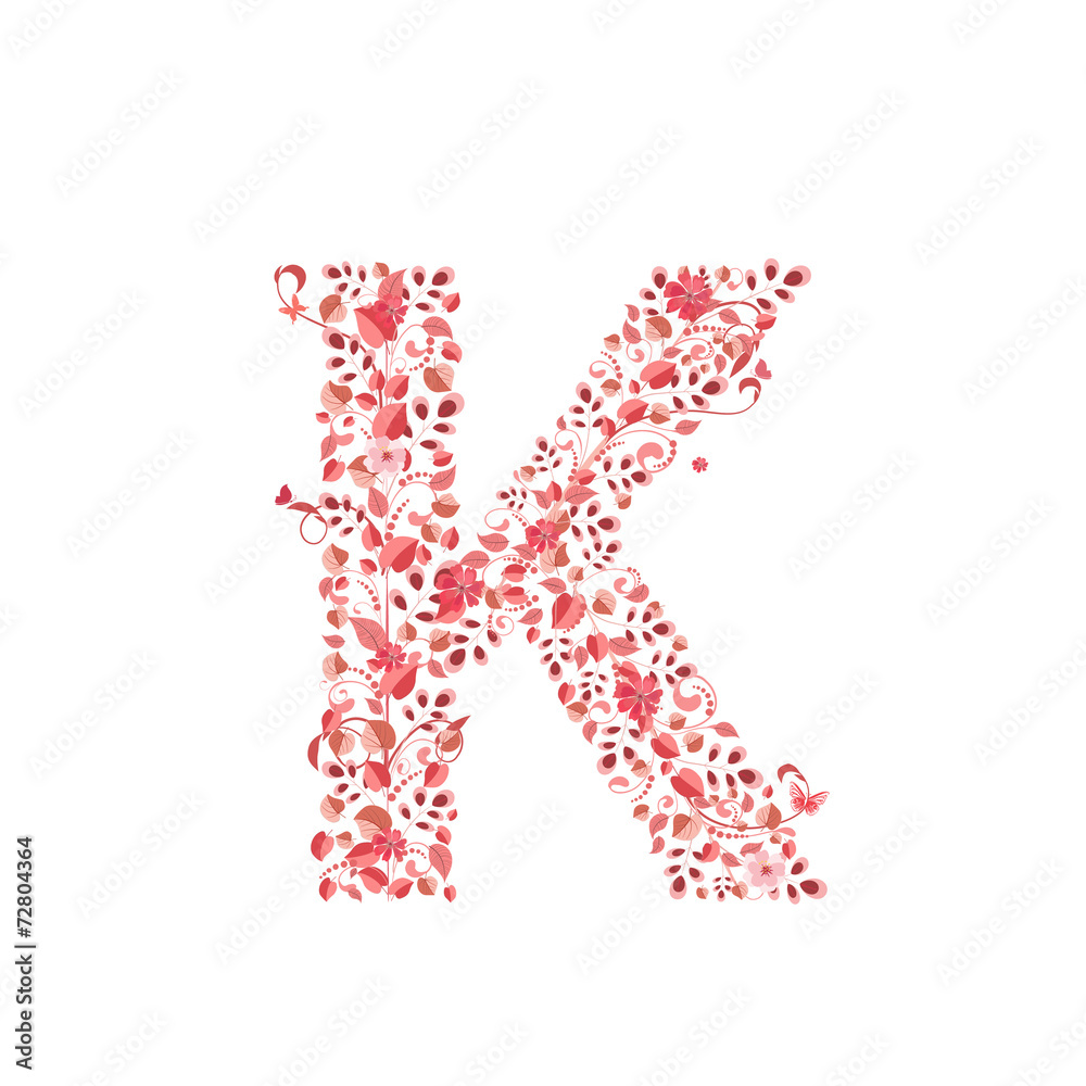 Romantic floral letter K Romantic floral letter K