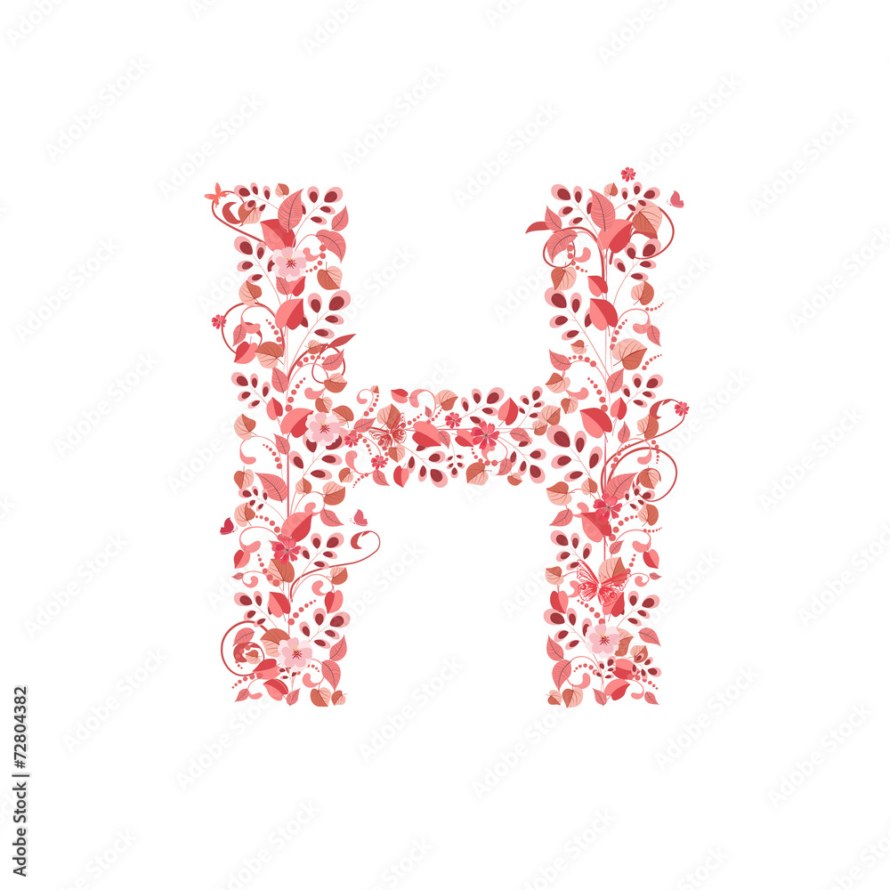 Romantic floral letter H