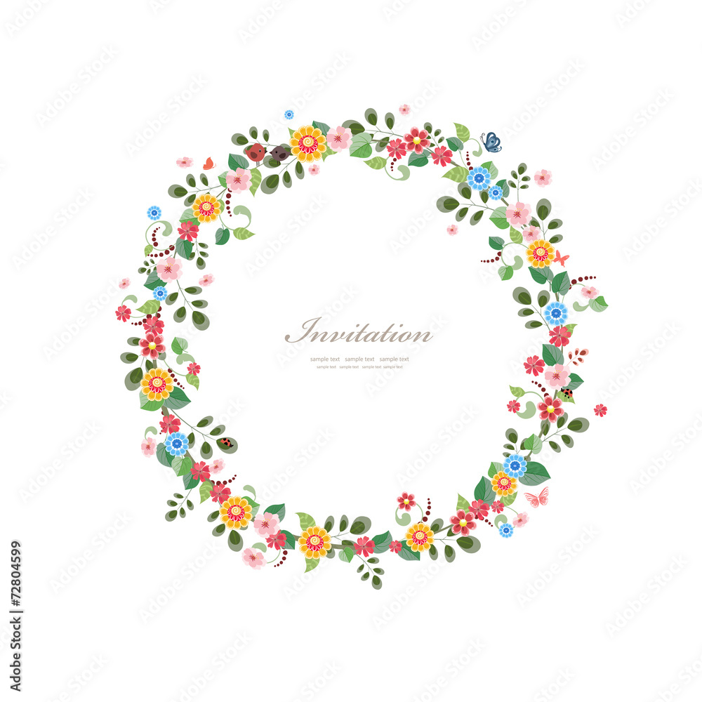 invitation card with floral wreath for your design