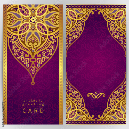 Vintage ornate cards in oriental style. photo