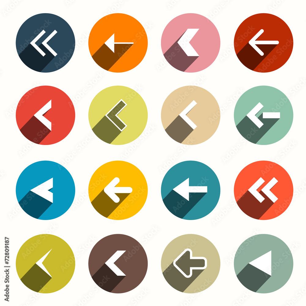 Vector Flat Design Arrows with Shadows Set Vector Flat Design Arrows with Shadows Set