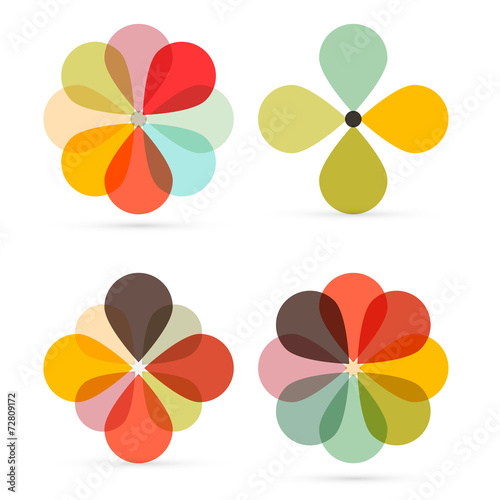Abstract Vector Retro Flowers Set Illustration