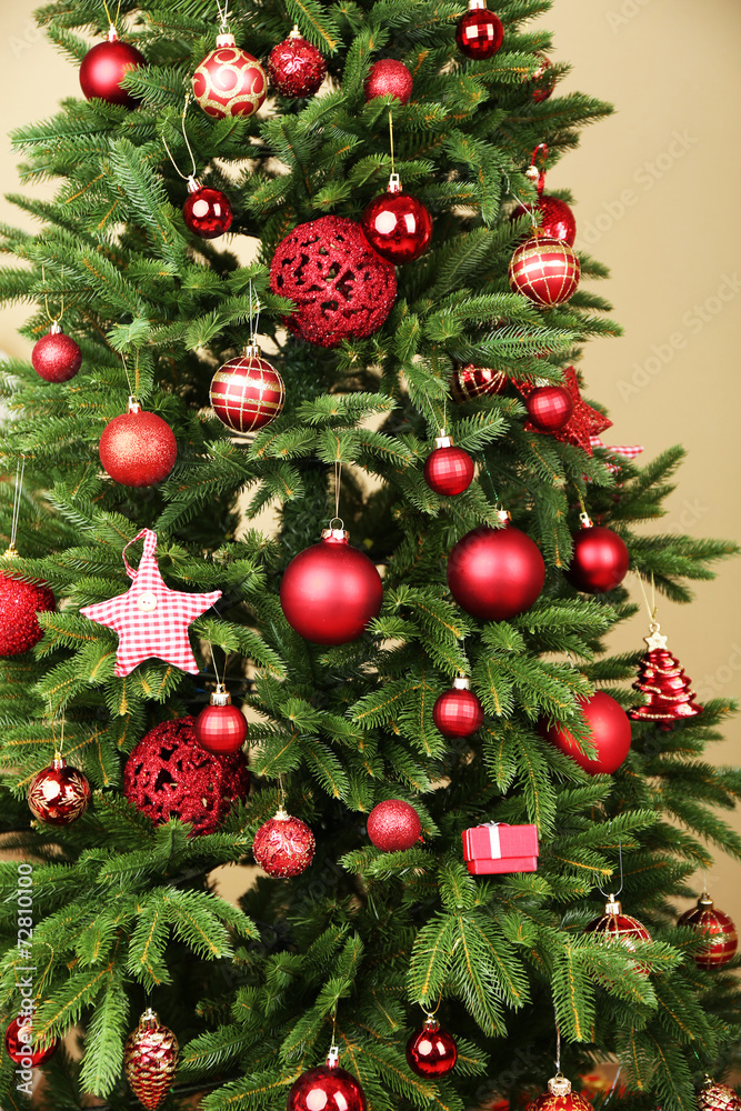 Decorated Christmas tree closeup Decorated Christmas tree closeup