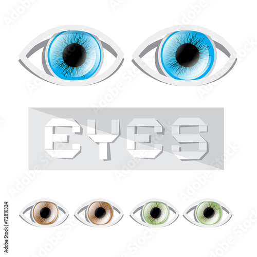 Vector Blue - Green and Brown Eyes Set