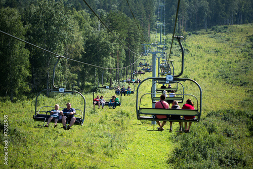 The ski lift in the Altai mountains