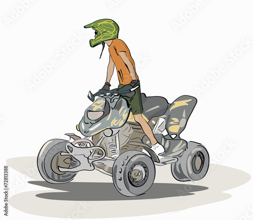 boy on quad bike isolated