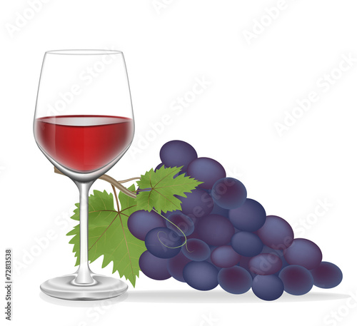Grape and Glass wine ,Vector illustration