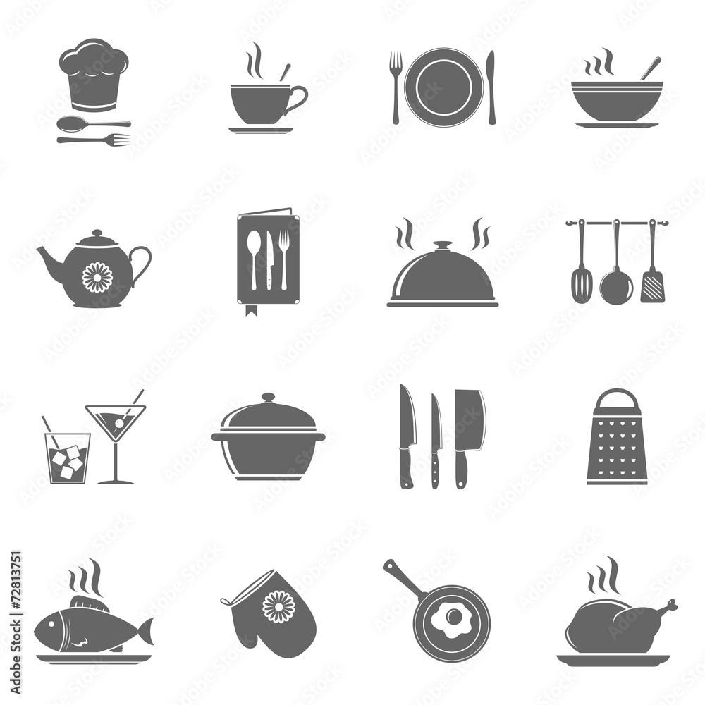 Vector cooking and kitchen icons set