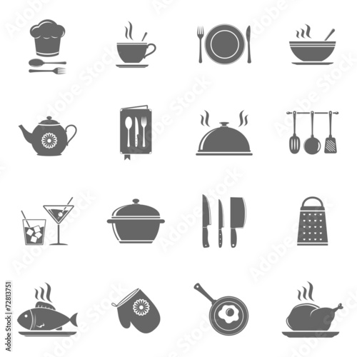 Vector cooking and kitchen icons set