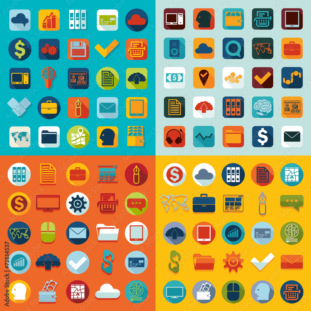 Set of business flat icons Set of business flat icons