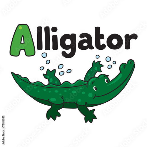 Little alligator or crocodile. Alphabet A