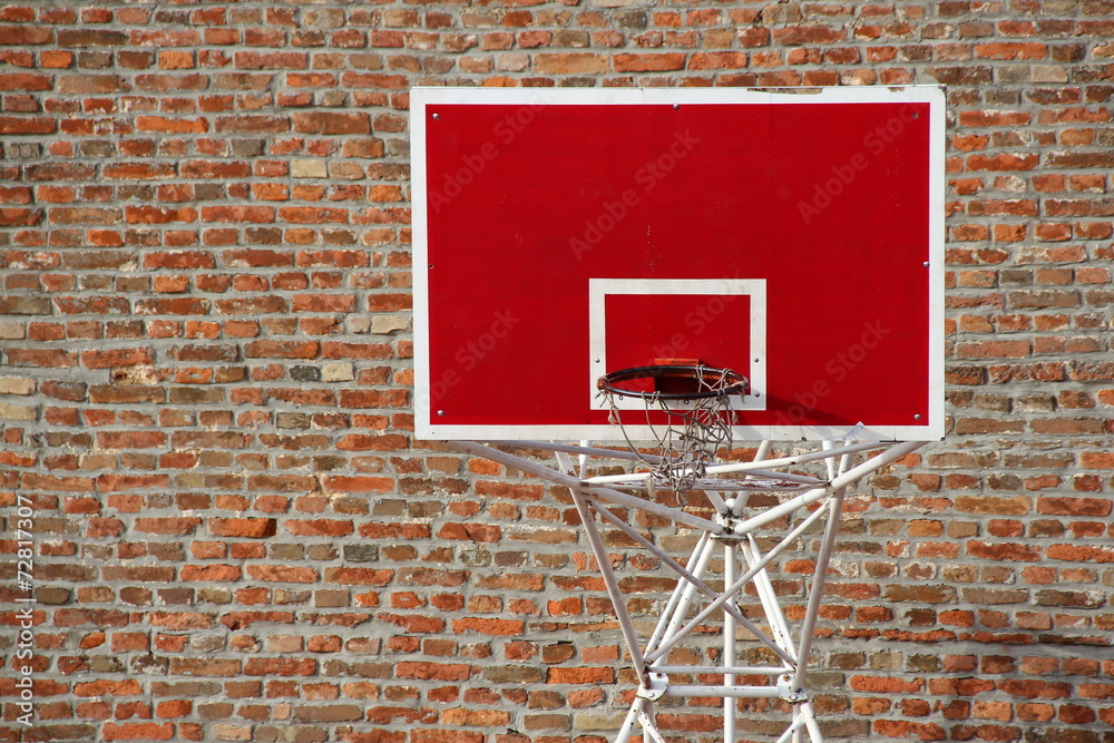 Basketball board with brick wall background
