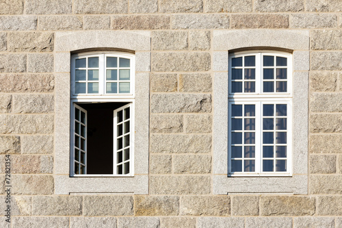 typical facade walls st malo houses, Brittany,  France, Europe © jiduha