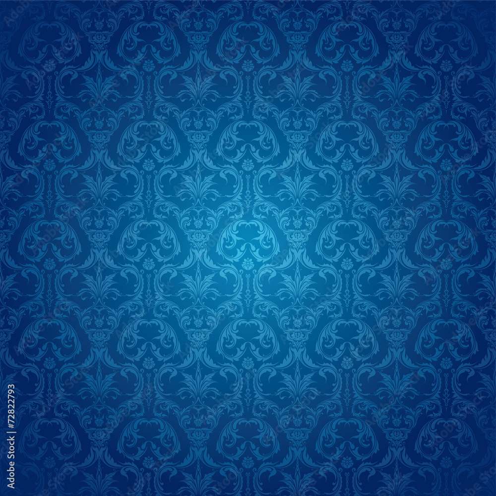 Retro background floral blue pattern