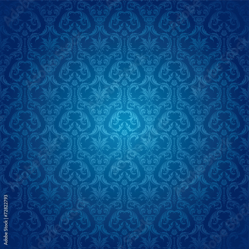Retro background floral blue pattern