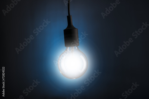 Light Bulb Turn on on Black Background