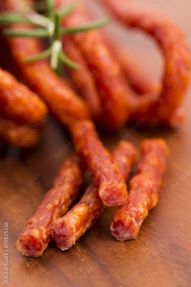 Kabanos - Polish long thin dry sausage made of pork Kabanos - Polish long thin dry sausage made of pork