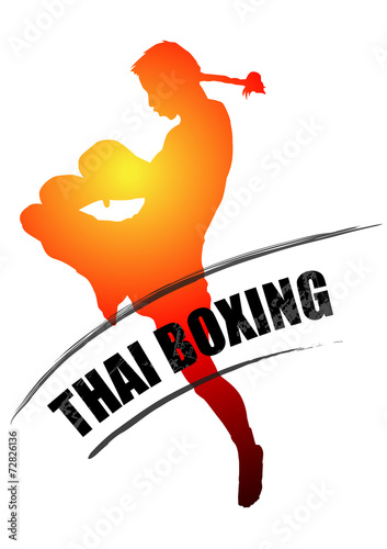 Thai boxing in boxing postures muay thai on white background photo