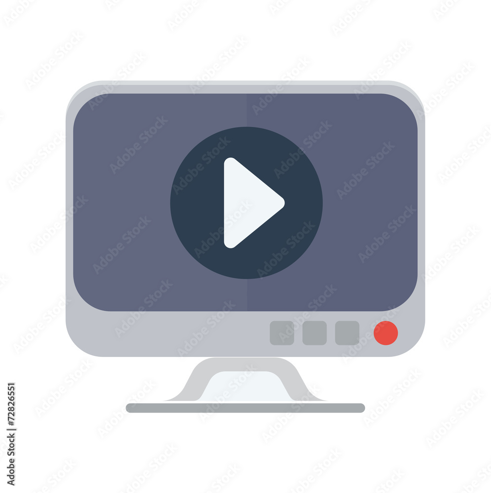 Monitor icon, flat vector illustration. Monitor icon, flat vector illustration.