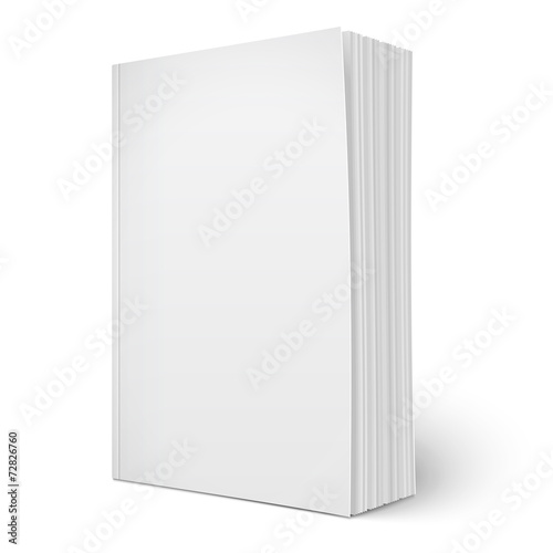 Blank vertical softcover book template with pages. photo