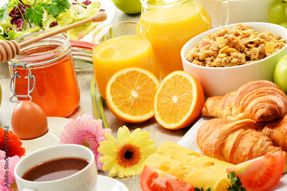 Composition with breakfast on the table. Balnced diet. Composition with breakfast on the table. Balnced diet.