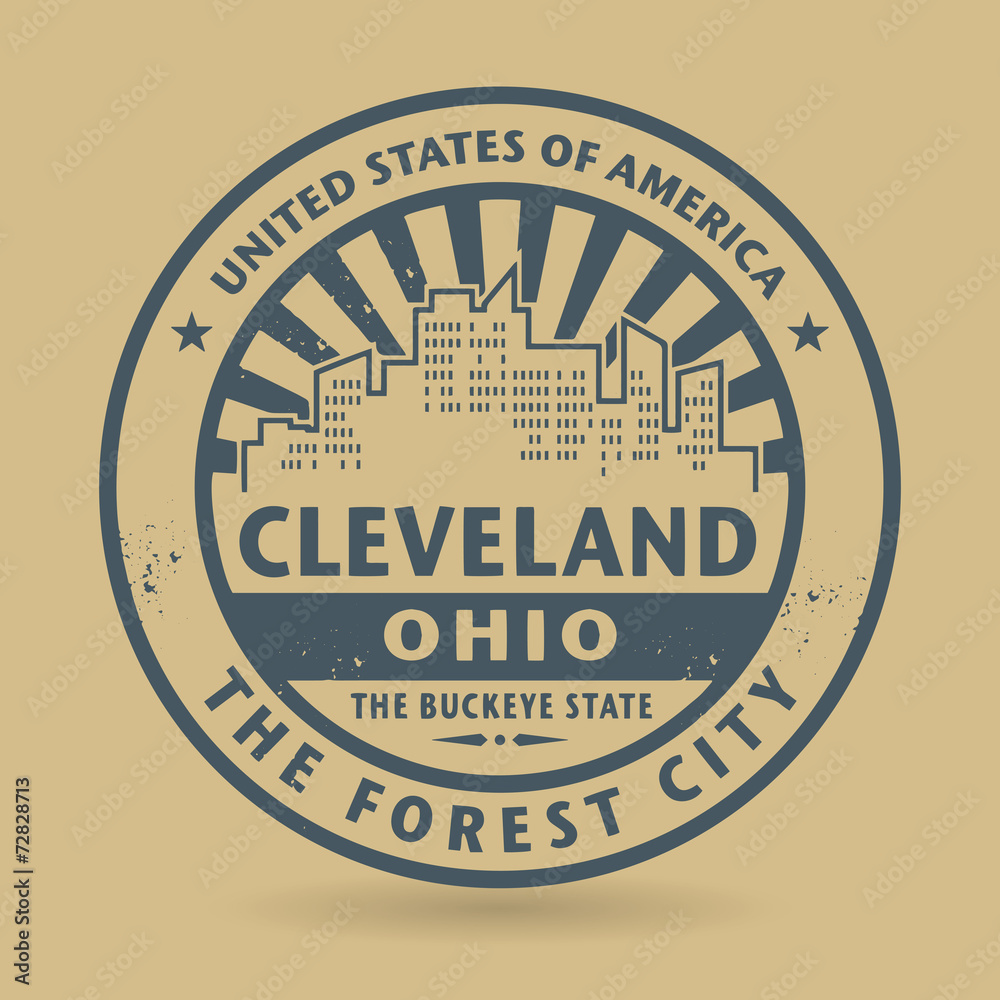 Obraz premium Grunge rubber stamp with name of Cleveland, Ohio