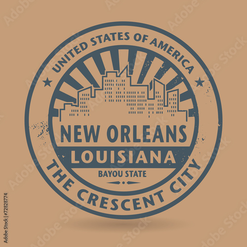 Grunge rubber stamp with name of New Orleans, Louisiana