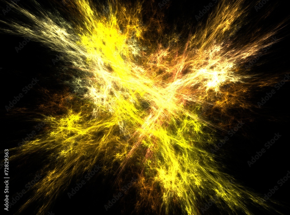 Fototapeta premium Bright yellow explosion abstract fractal effect light background