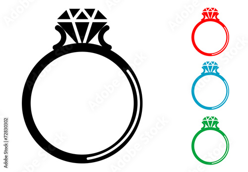 Pictograma anillo con diamante con varios colores photo