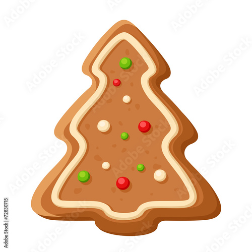 Gingerbread tree. Vector Christmas cookie.