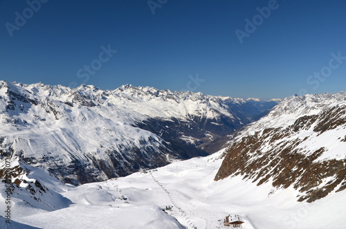Alpine ski resort in S  lden in Otztal Alps  Tirol  Austria
